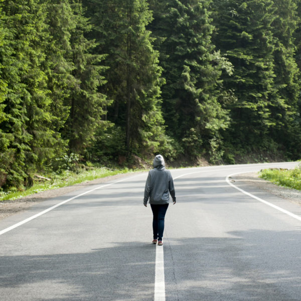 girl on road